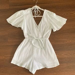 Mint green and white striped jumper